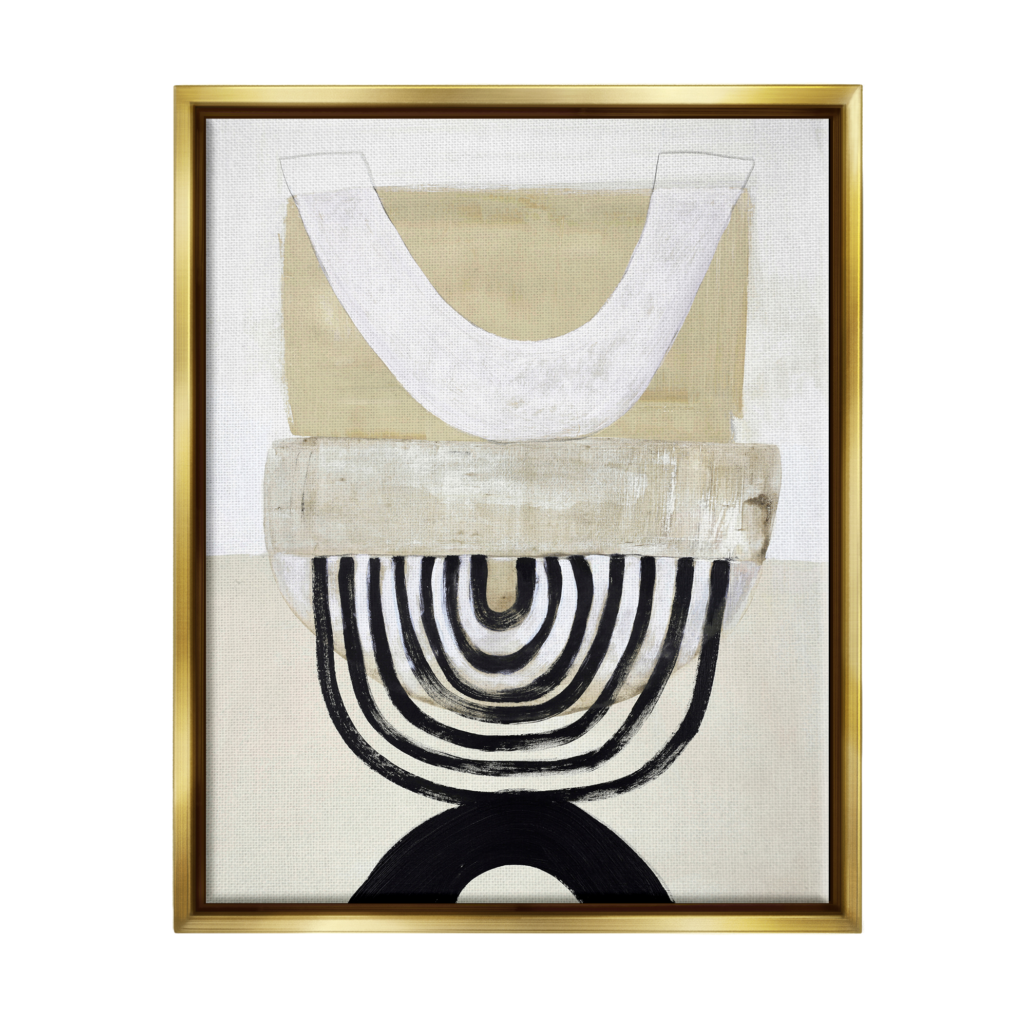 Stupell Industries Beige & Black Arches Abstract Painting Gold Floater