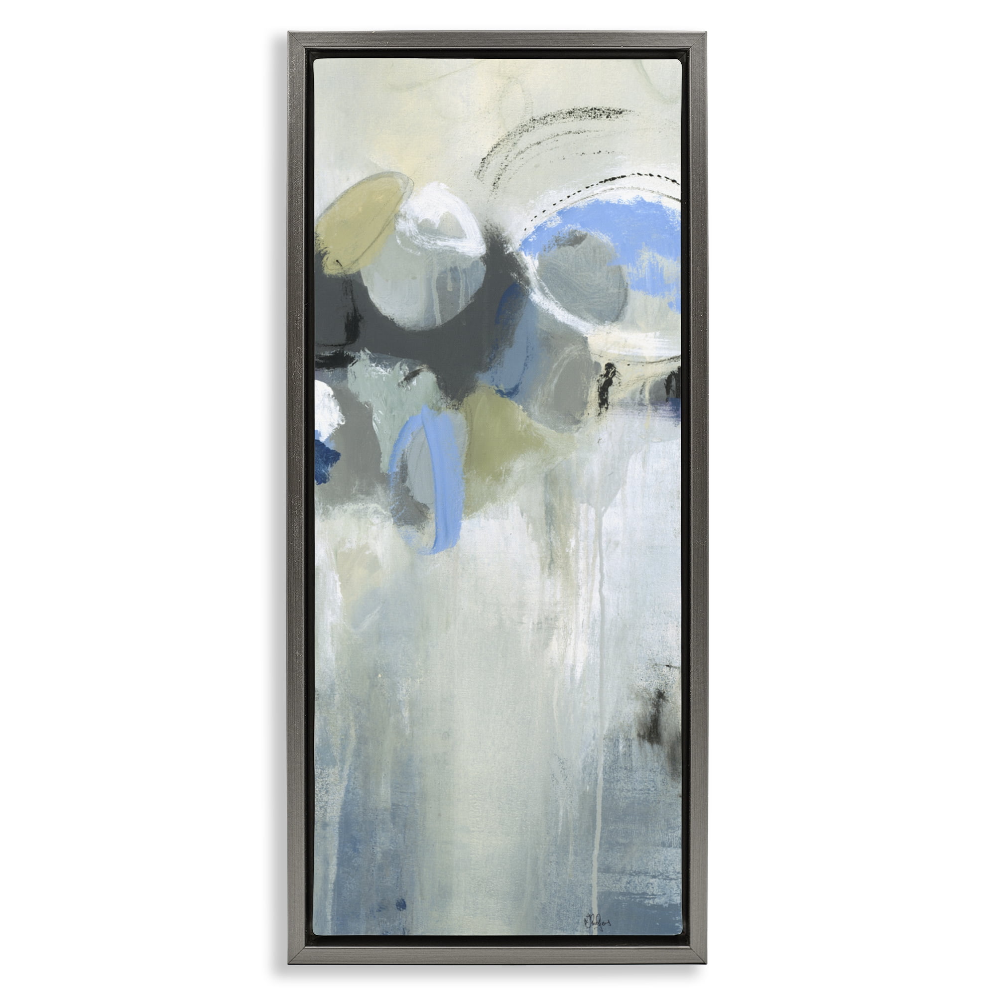 Stupell Industries Beige & Blue Dapples Gray Framed Floater Canvas Wall Art, design by Lisa Ridgers