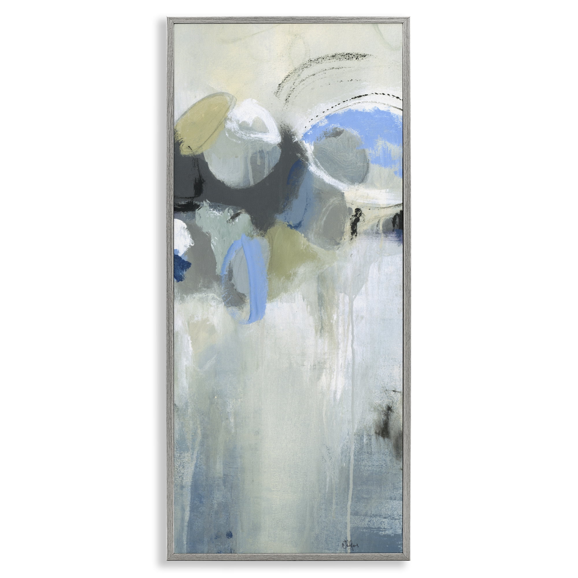 Stupell Industries Beige & Blue Dapples Gray Framed Giclee Art, design by Lisa Ridgers