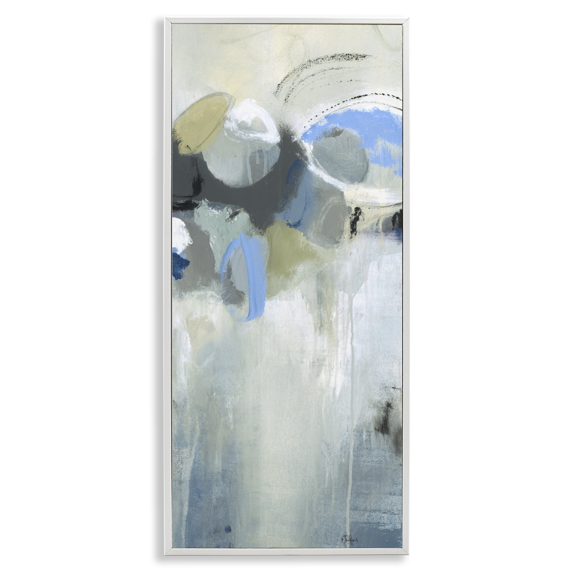 Stupell Industries Beige & Blue Dapples White Framed Giclee Art, design by Lisa Ridgers