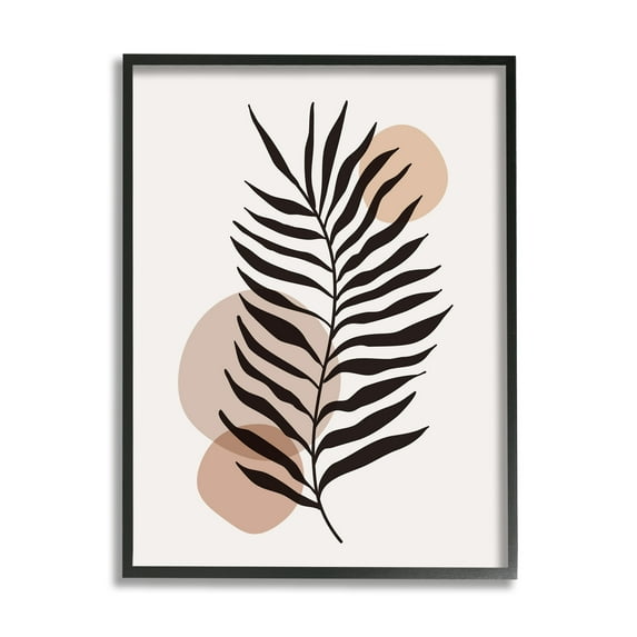 Stupell Industries Beige Boho Frond Botanical & Floral Painting Black Framed Art Print Wall Art, 16 x 20