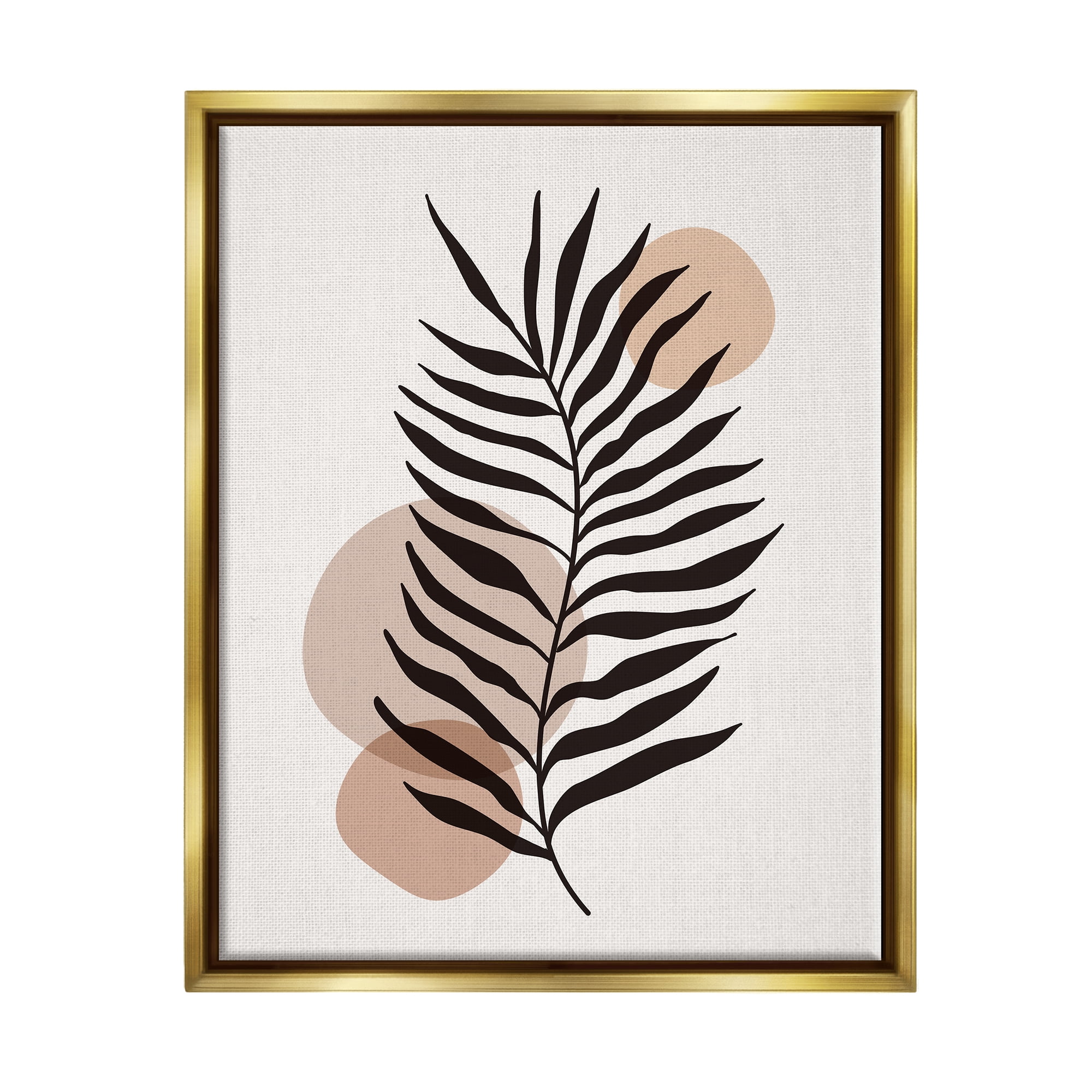 Stupell Industries Beige Boho Frond Botanical & Floral Painting Gold Floater Framed Art Print Wall Art, 25 x 31