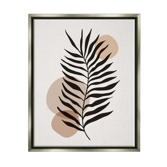 Stupell Industries Beige Boho Frond Botanical & Floral Painting Gray Floater Framed Art Print Wall Art, 17 x 21