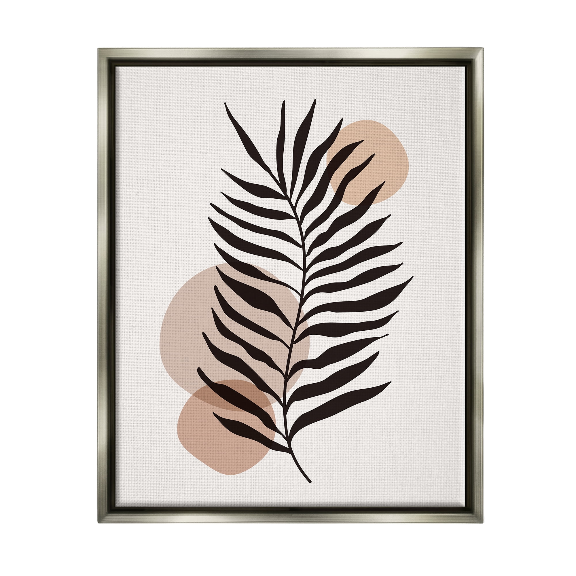 Stupell Industries Beige Boho Frond Botanical & Floral Painting Gray Floater Framed Art Print Wall Art, 25 x 31