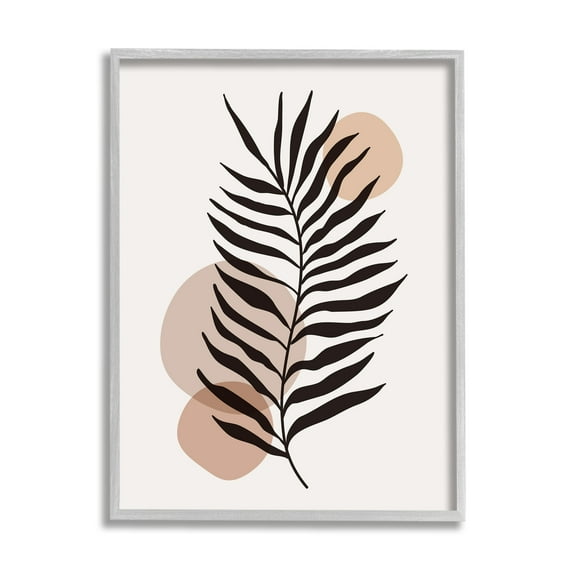 Stupell Industries Beige Boho Frond Botanical & Floral Painting Gray Framed Art Print Wall Art, 24 x 30