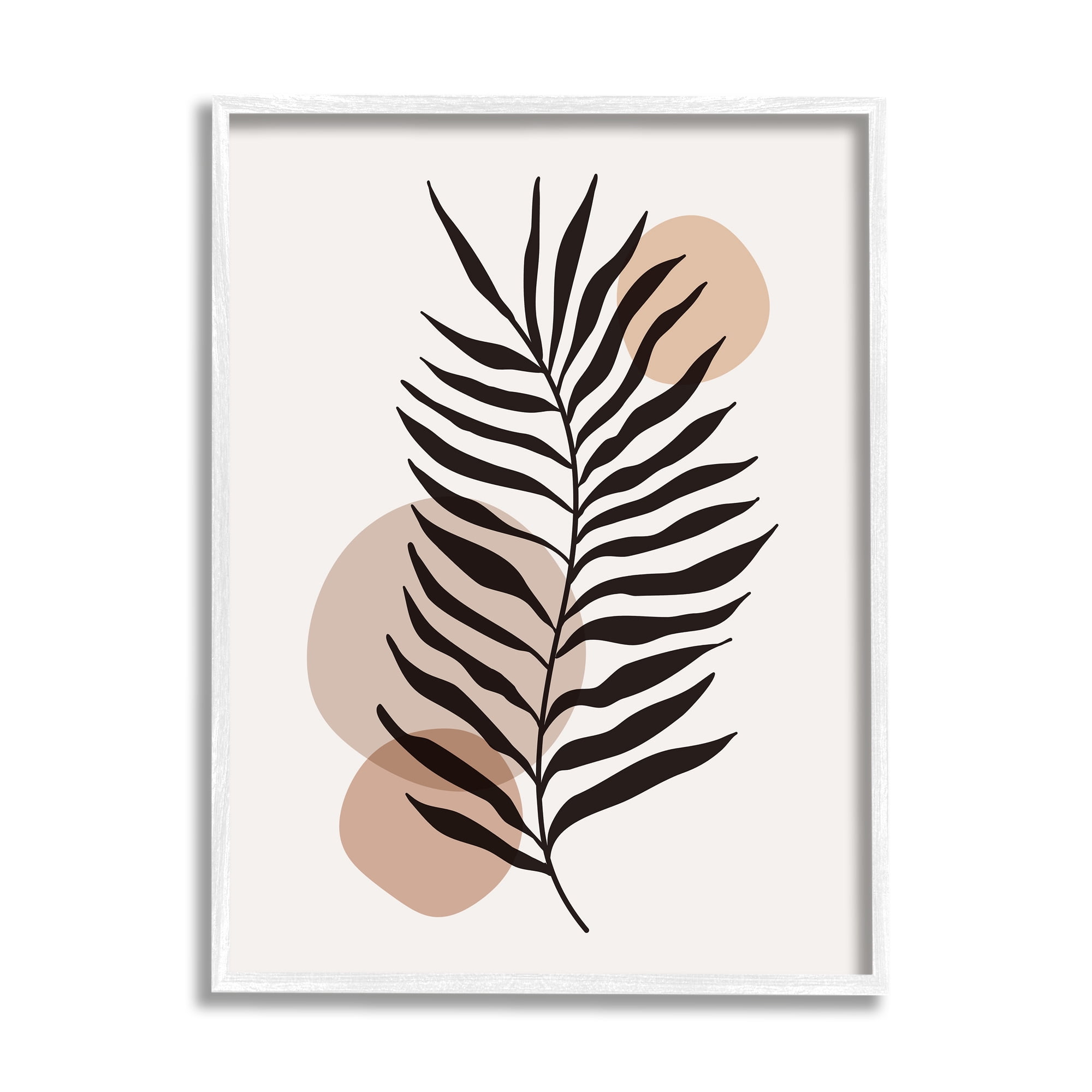 Stupell Industries Beige Boho Frond Botanical & Floral Painting White Framed Art Print Wall Art, 16 x 20