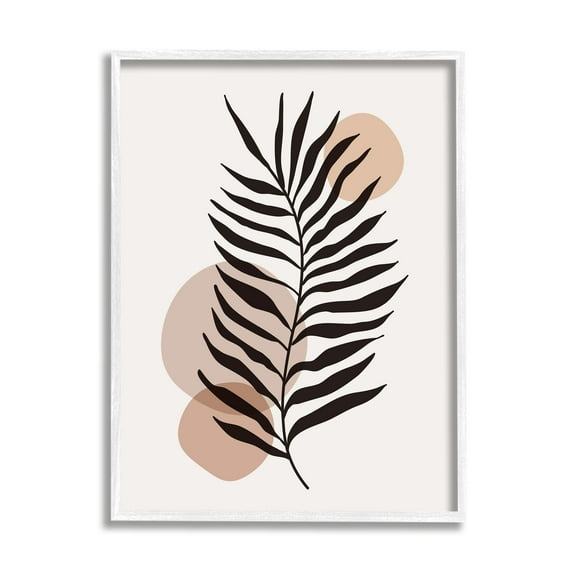 Stupell Industries Beige Boho Frond Botanical & Floral Painting White Framed Art Print Wall Art, 16 x 20