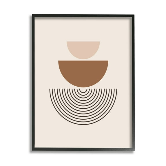 Stupell Industries Beige Boho Geometric Abstract Painting Black Framed Art Print Wall Art, 16 x 20