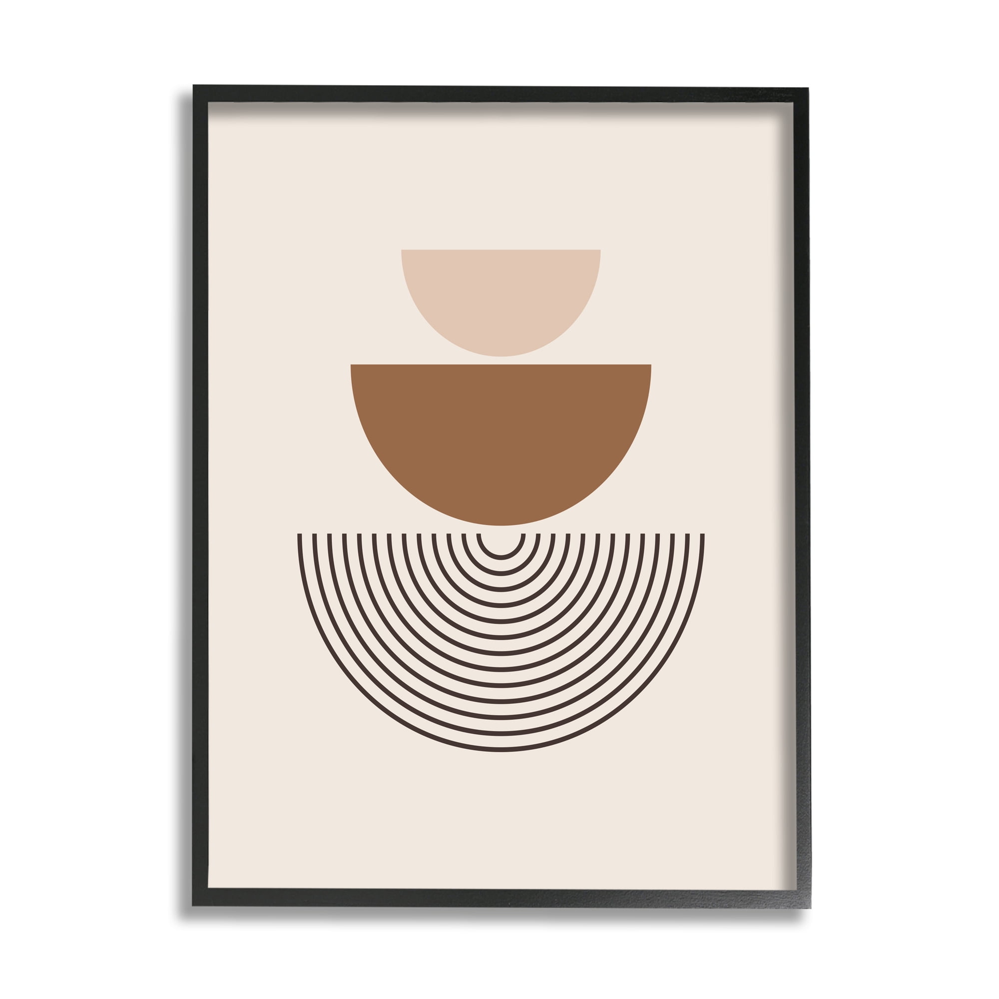 Stupell Industries Beige Boho Geometric Abstract Painting Black Framed Art Print Wall Art, 24 x 30