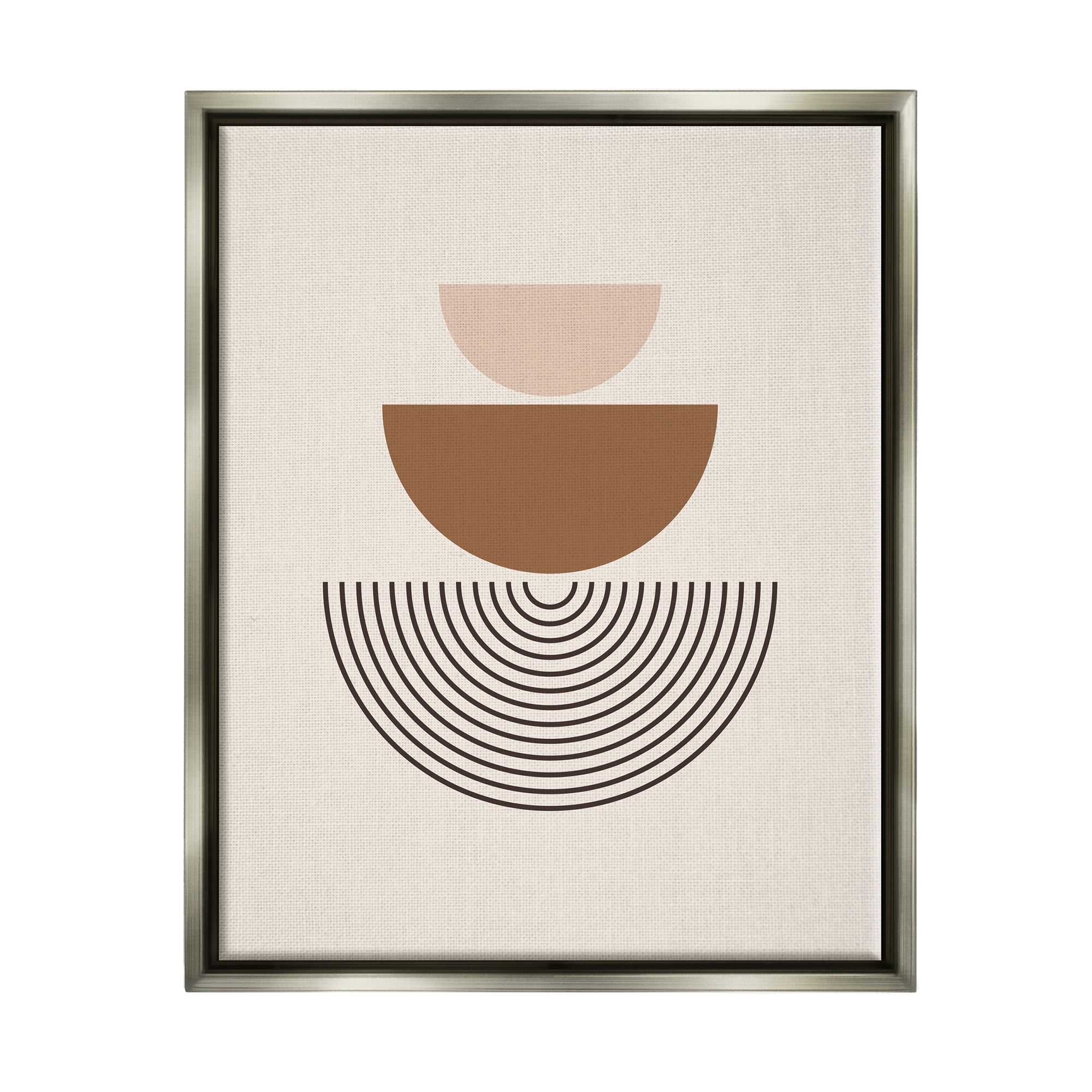 Stupell Industries Beige Boho Geometric Abstract Painting Gray Floater Framed Art Print Wall Art, 17 x 21
