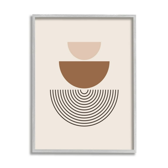 Stupell Industries Beige Boho Geometric Abstract Painting Gray Framed Art Print Wall Art, 11 x 14