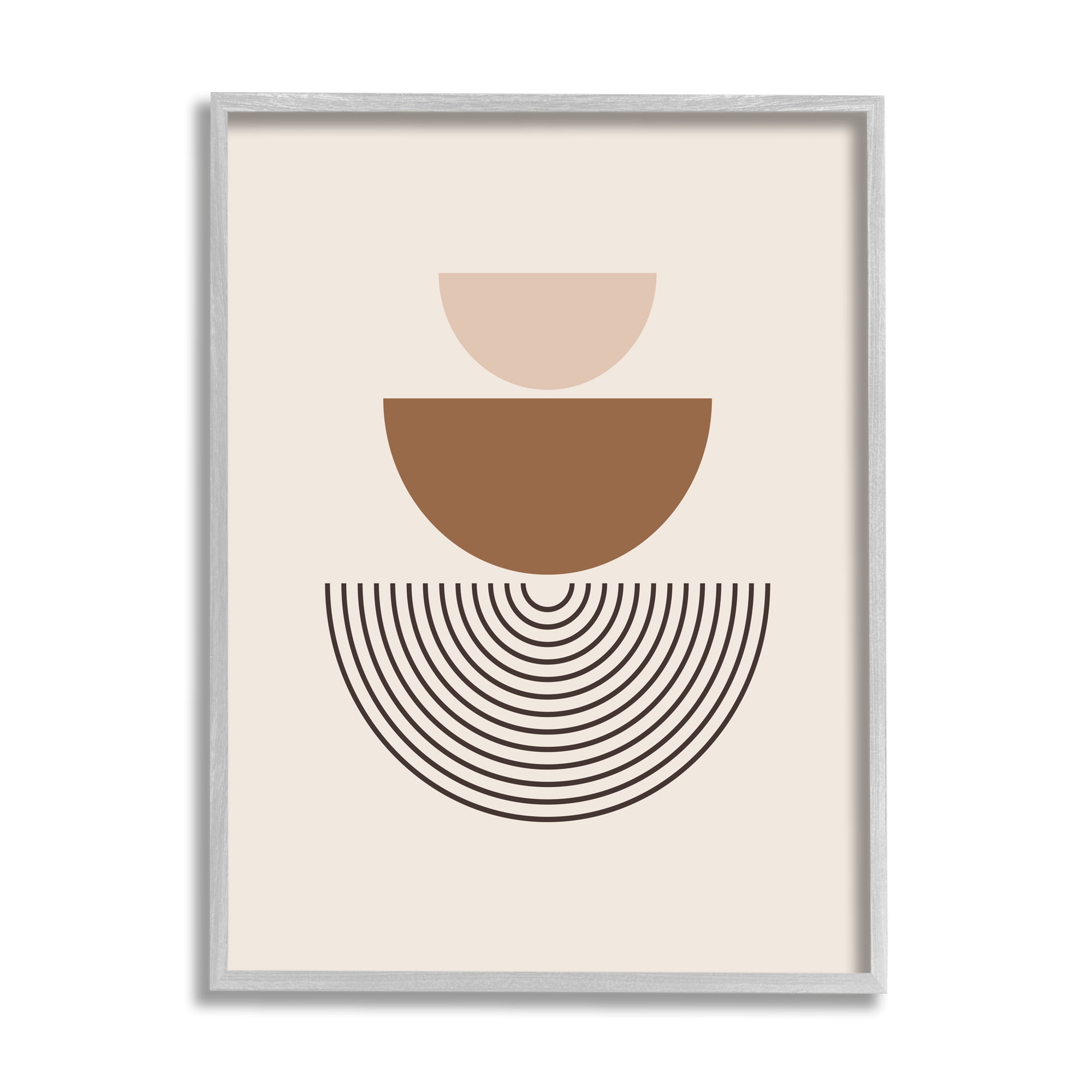 Stupell Industries Beige Boho Geometric Abstract Painting Gray Framed Art Print Wall Art, 24 x 30