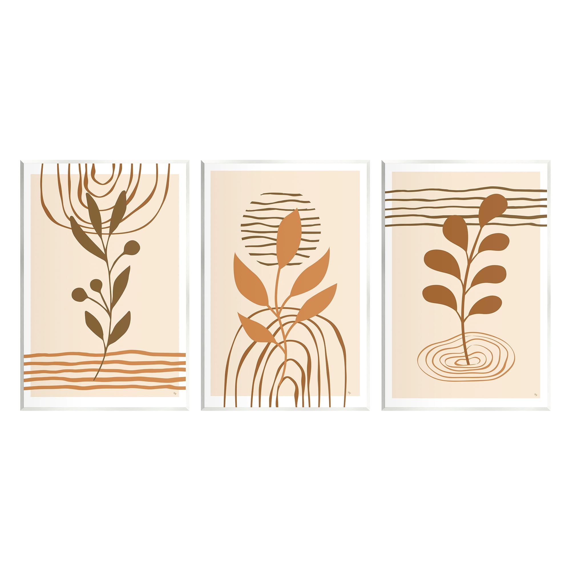 Stupell Industries Beige Boho Sprouts Botanical & Floral Painting Unframed Art Print Wall Art, 13 x 19