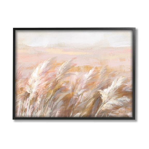 Stupell Industries Beige Breezy Prairie Grasses Painting Black Framed Art Print Wall Art, Design by Danhui Nai