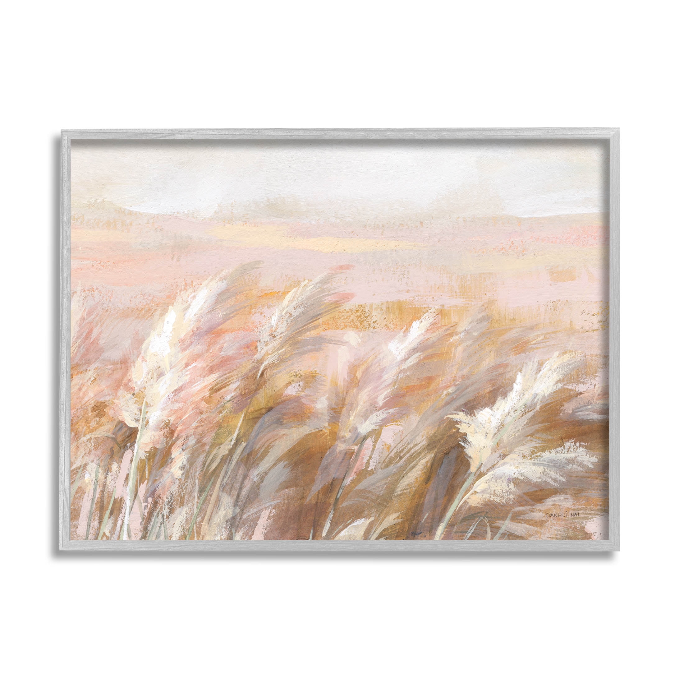 Stupell Industries Beige Breezy Prairie Grasses Painting Gray Framed Art Print Wall Art, Design by Danhui Nai