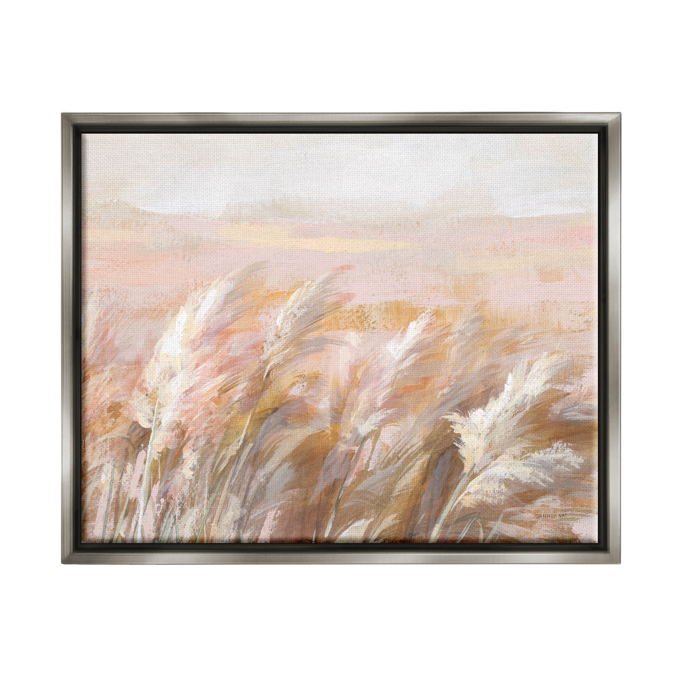 Stupell Industries Beige Breezy Prairie Grasses Painting Luster Gray Floating Framed Canvas Print Wall Art, Design by Danhui Nai