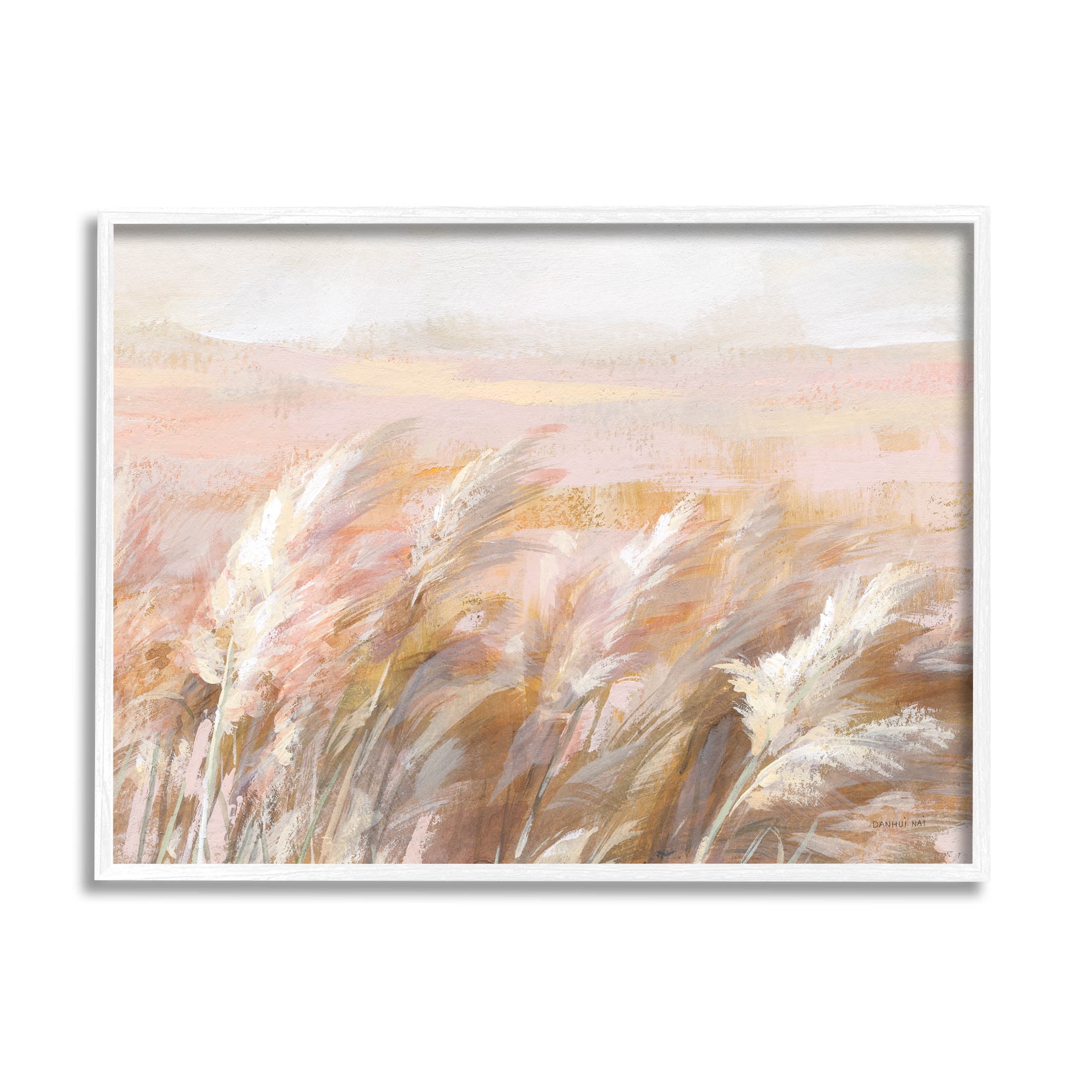 Stupell Industries Beige Breezy Prairie Grasses Painting White Framed Art Print Wall Art, Design by Danhui Nai