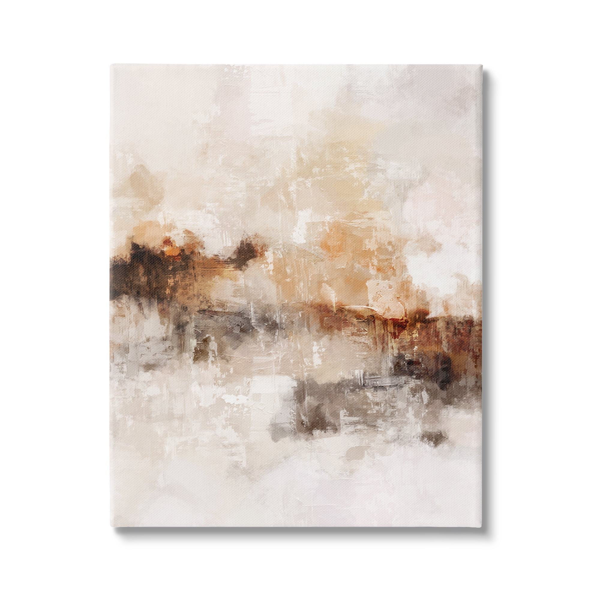 Stupell Industries Beige & Brown Abstract Abstract Painting Gallery Wrapped Canvas Print Wall Art, 24 x 30