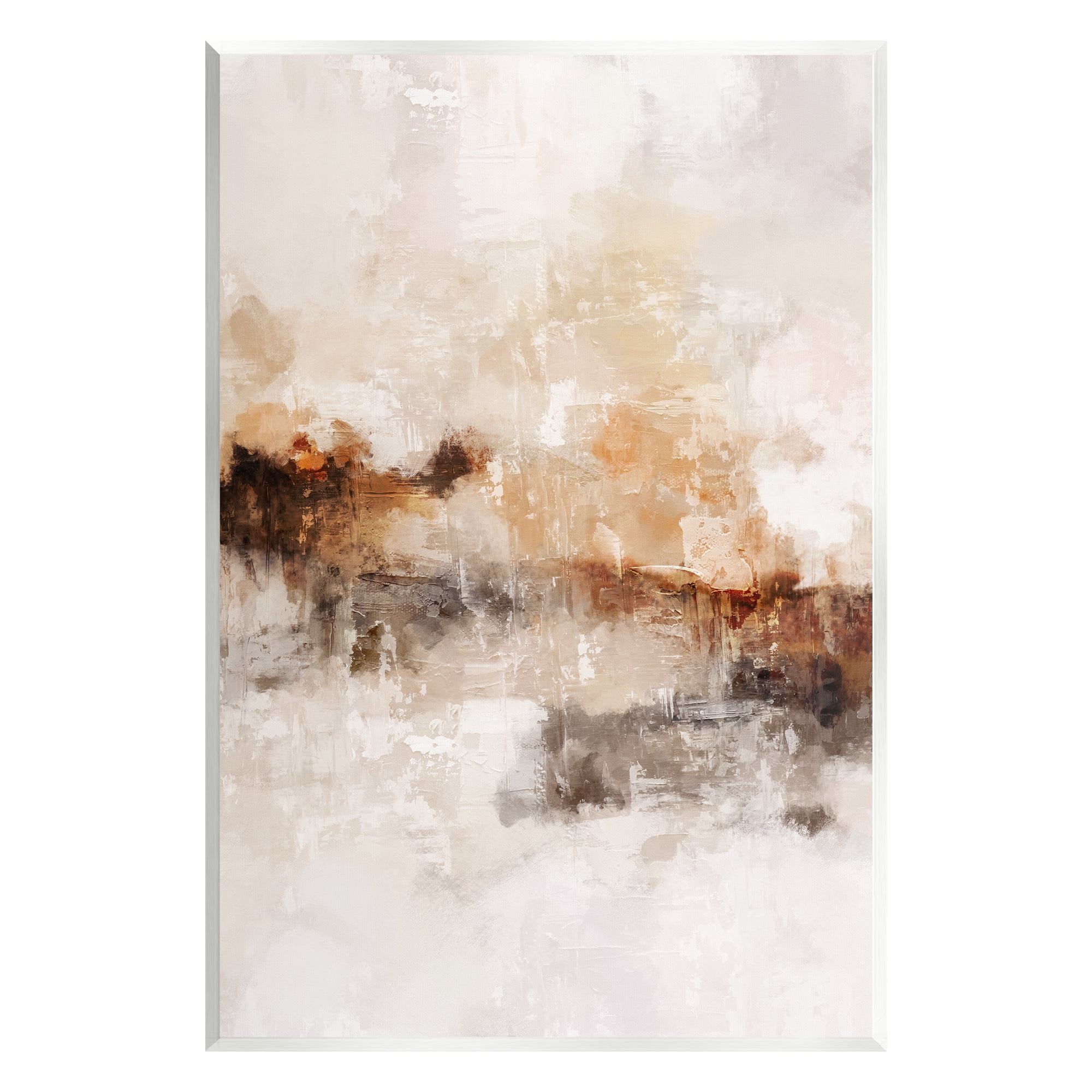 Stupell Industries Beige & Brown Abstract Abstract Painting Unframed Art Print Wall Art, 13 x 19