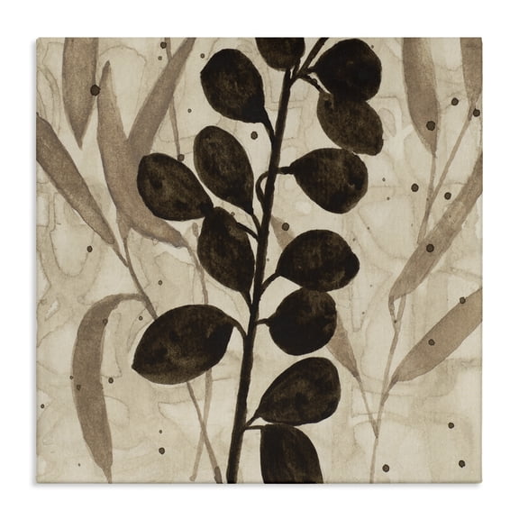 Stupell Industries Beige & Brown Natural Leaves Floral Painting Wrapped Canvas Canvas Art Print Wall Art, 24 x 24