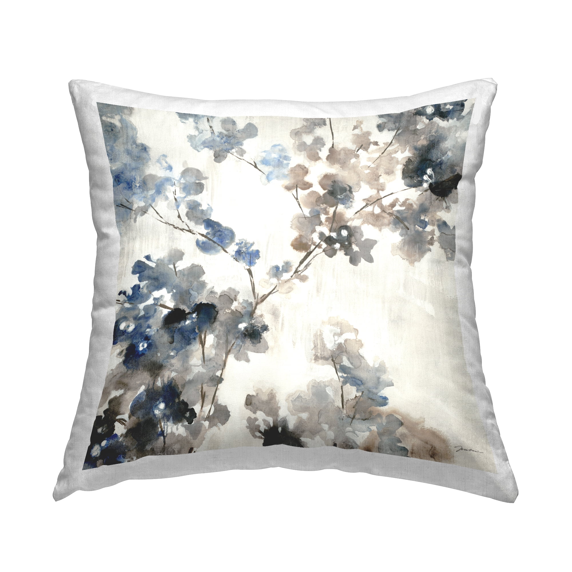 Stupell Industries Beige Cherry Blossom Tree Square Decorative Printed Throw Pillow, 18 x 18
