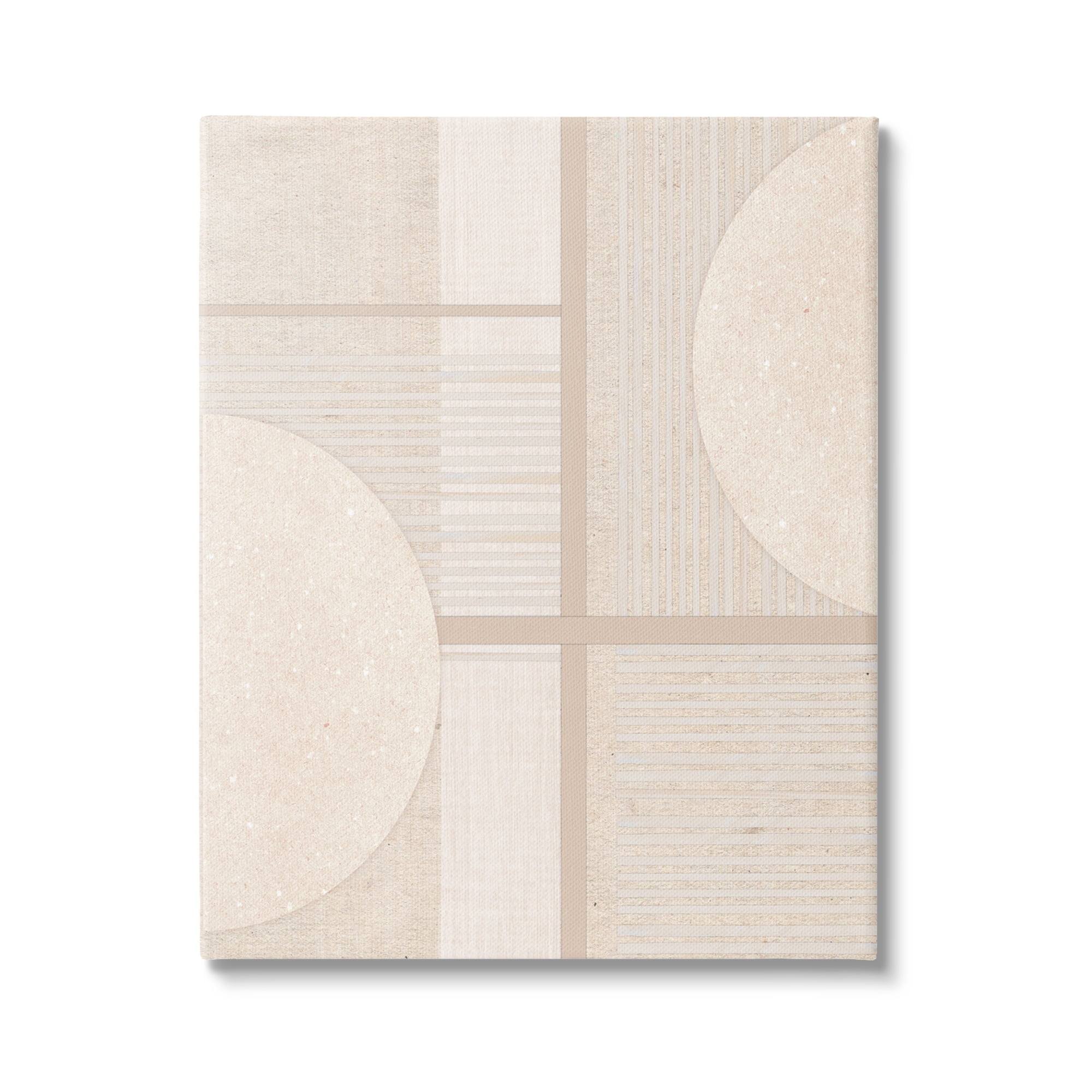 Stupell Industries Beige Circular Geometric Abstract Painting Gallery Wrapped Canvas Art Print Wall Art, 30 x 40