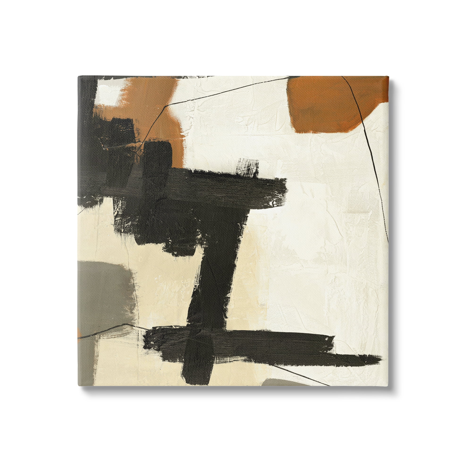 Stupell Industries Beige Contemporary Abstraction Abstract Painting Gallery Wrapped Canvas Print Wall Art, 17 x 17