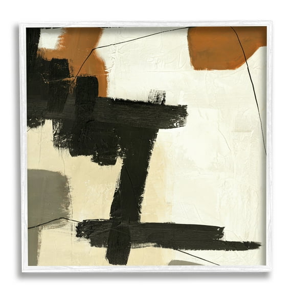 Stupell Industries Beige Contemporary Abstraction Abstract Painting White Framed Art Print Wall Art, 17 x 17
