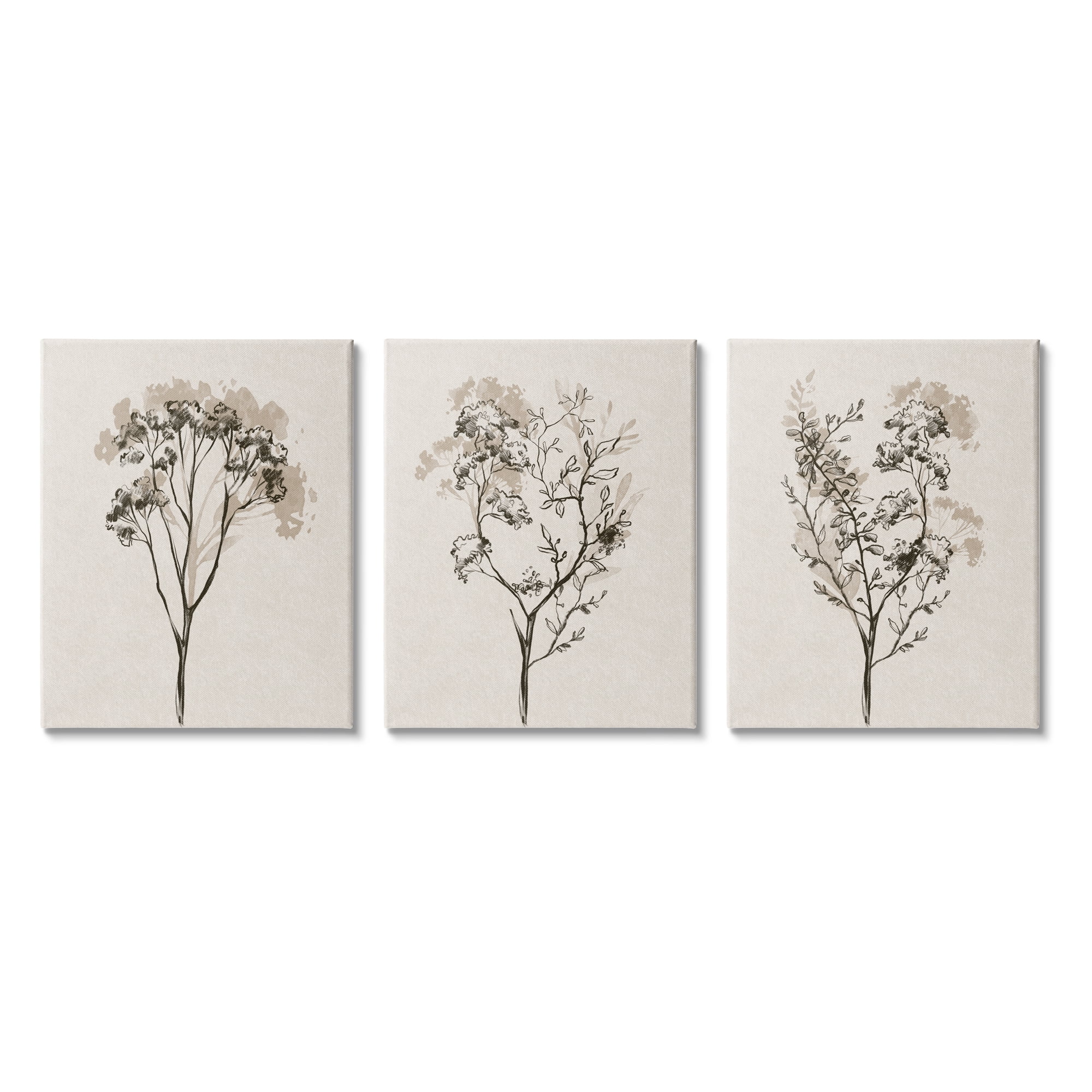 Stupell Industries Beige Cottage Herbs Botanical & Floral Painting Gallery Wrapped Canvas Print Wall Art, 24 x 30, Set of 3