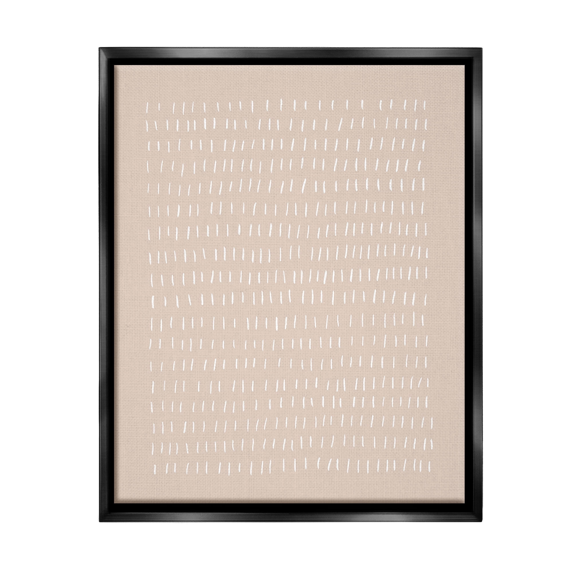 Stupell Industries Beige Dash Pattern Abstract Painting Black Floater Framed Canvas Art Print Wall Art, 25 x 31