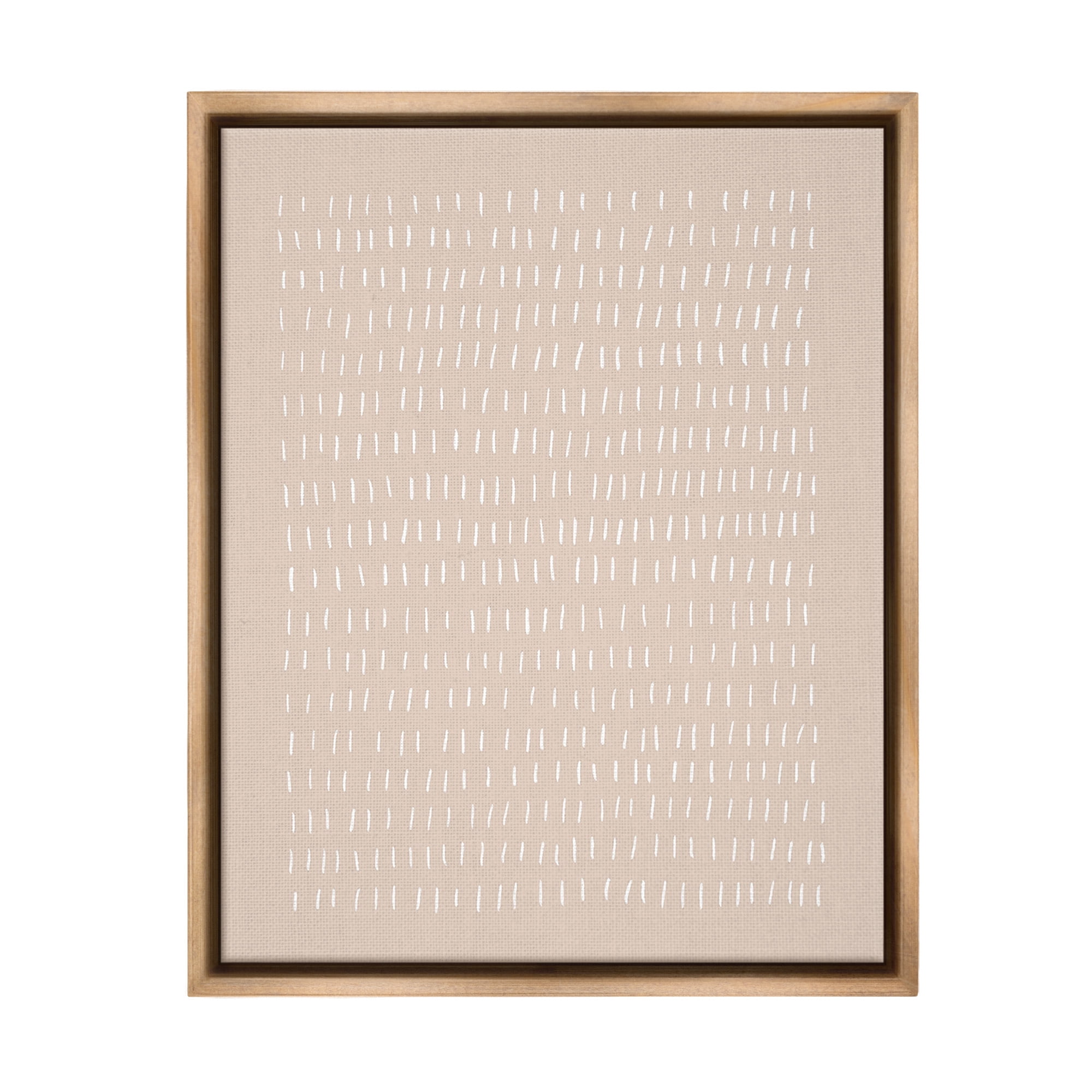 Stupell Industries Beige Dash Pattern Abstract Painting Brown Floater Framed Canvas Art Print Wall Art, 25 x 31