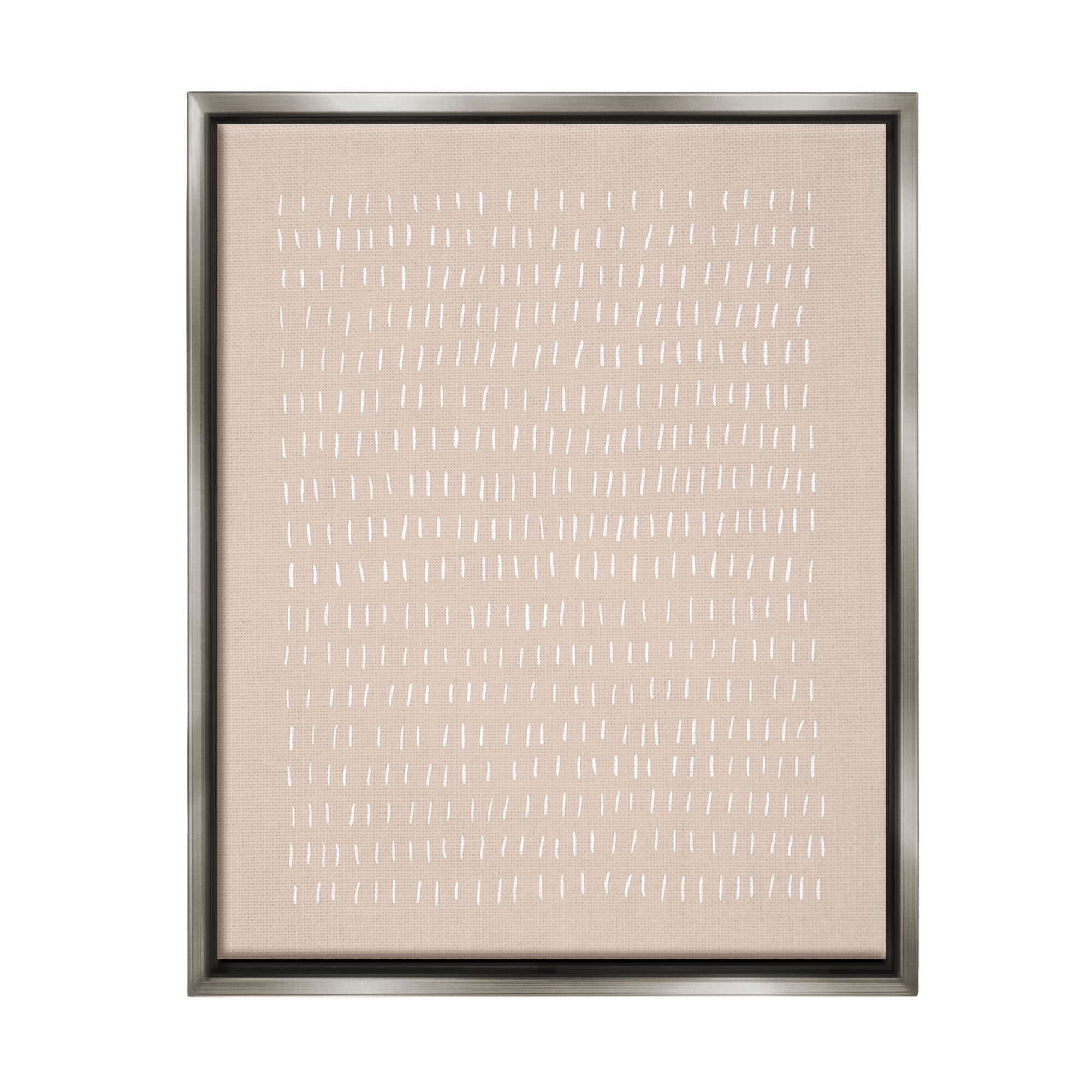 Stupell Industries Beige Dash Pattern Abstract Painting Gray Floater Framed Canvas Art Print Wall Art, 17 x 21
