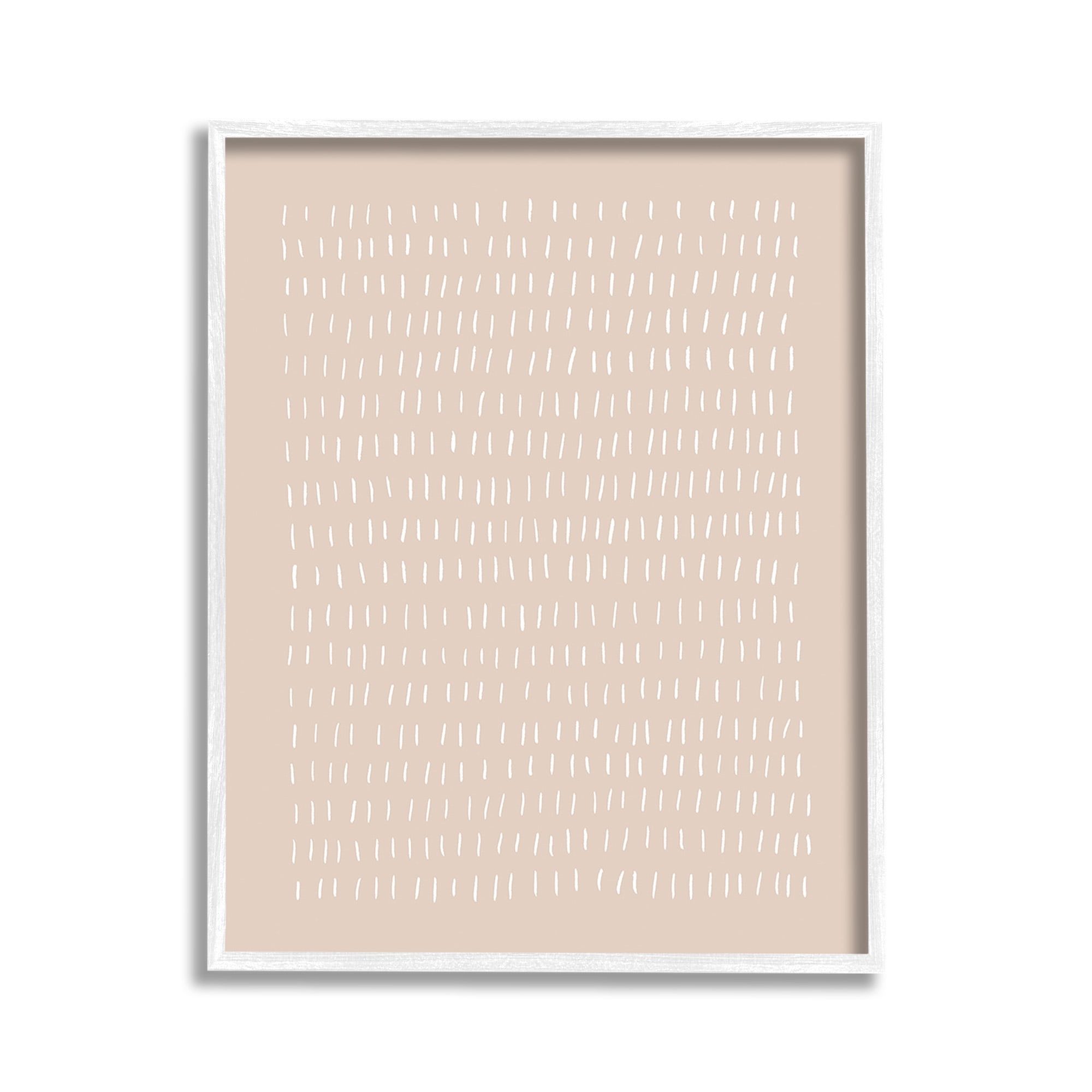 Stupell Industries Beige Dash Pattern Abstract Painting White Framed Art Print Wall Art, 11 x 14