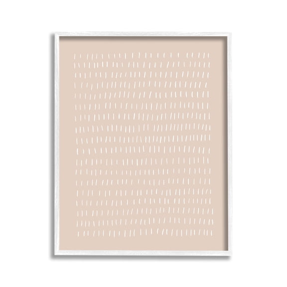 Stupell Industries Beige Dash Pattern Abstract Painting White Framed Art Print Wall Art, 11 x 14