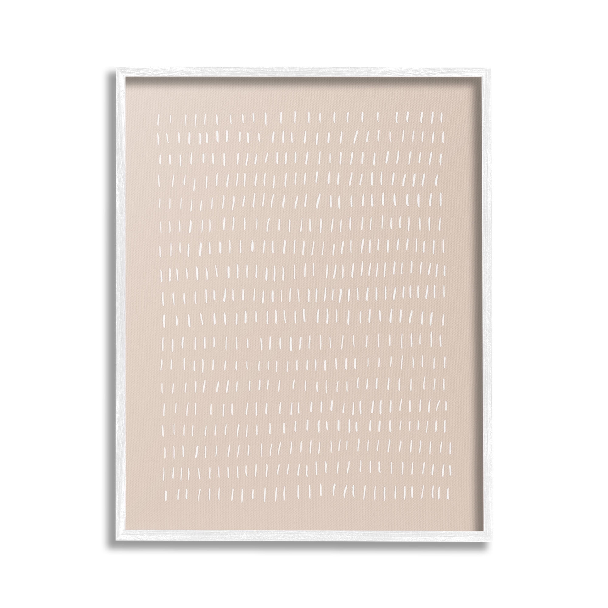 Stupell Industries Beige Dash Pattern Abstract Painting White Framed Art Print Wall Art, 16 x 20