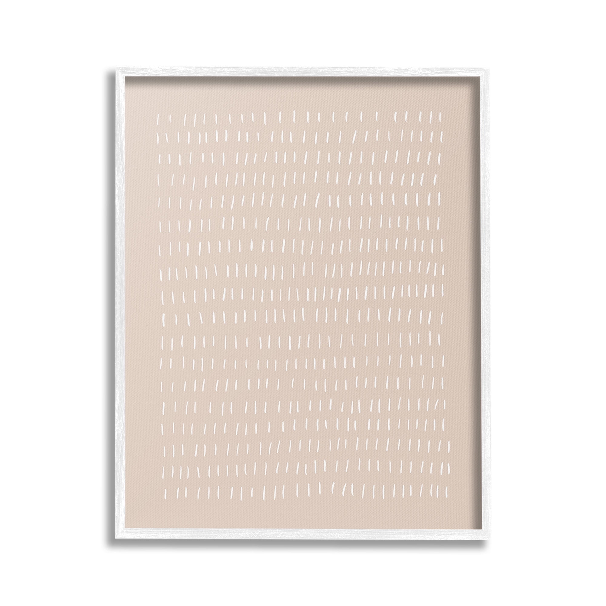 Stupell Industries Beige Dash Pattern Abstract Painting White Framed Art Print Wall Art, 24 x 30