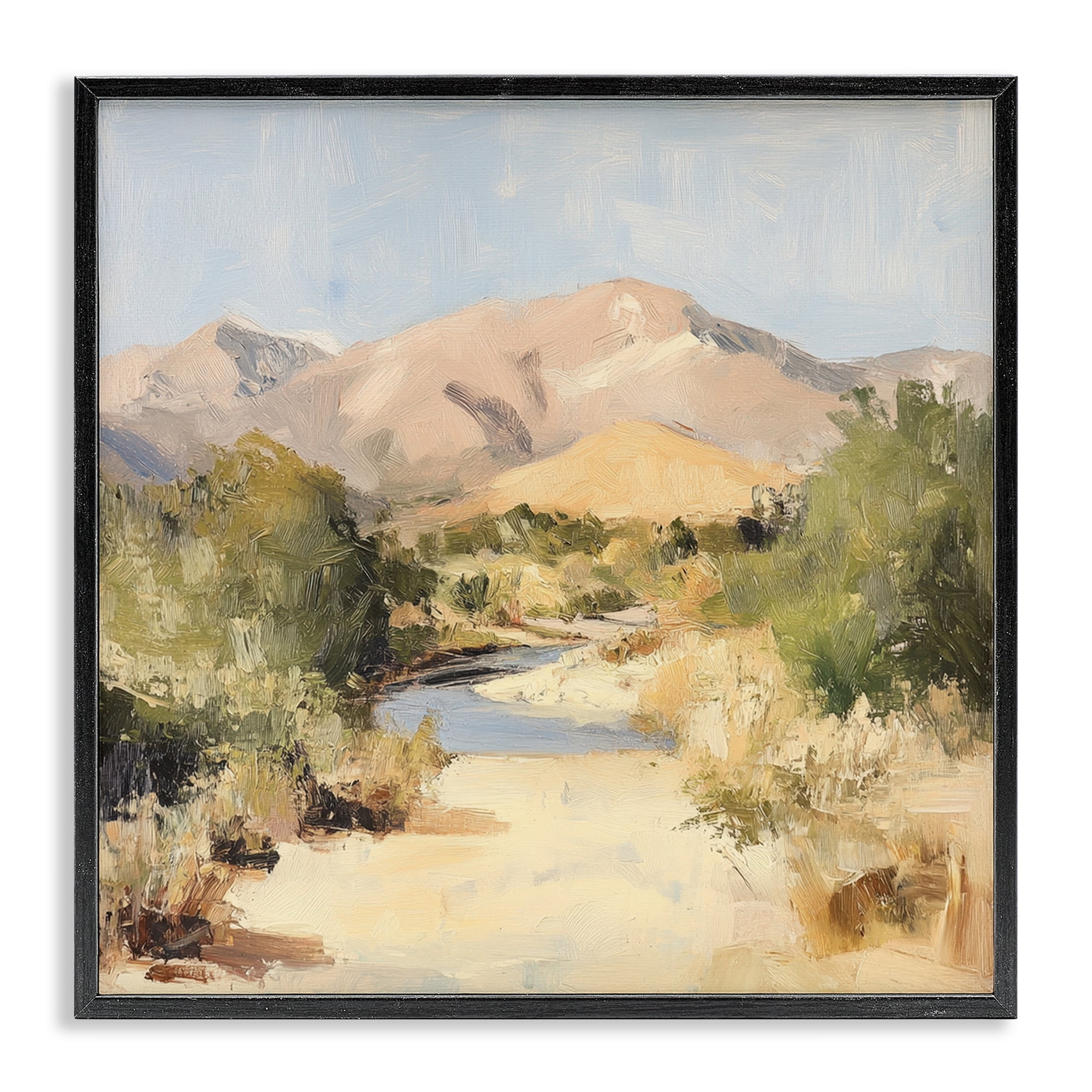 Stupell Industries Beige Desert Mountain Stream Black Framed Giclee Art, design by Petal Prints Design