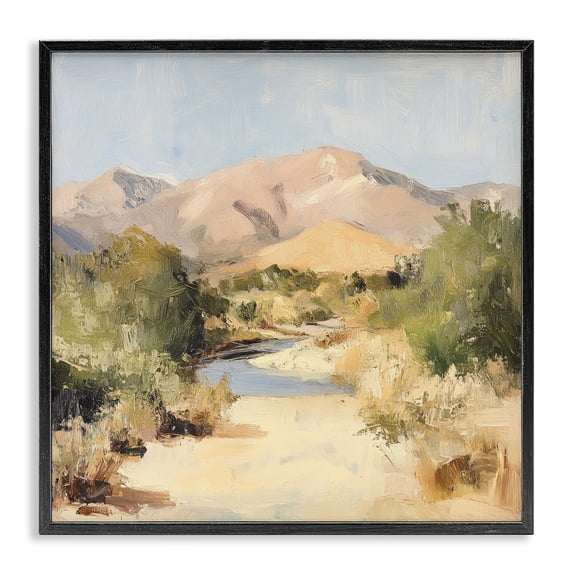 Stupell Industries Southwestern Beige Desert Mountain Stream Black Framed Giclee Art, 12 x 12, by Petals Prints Design