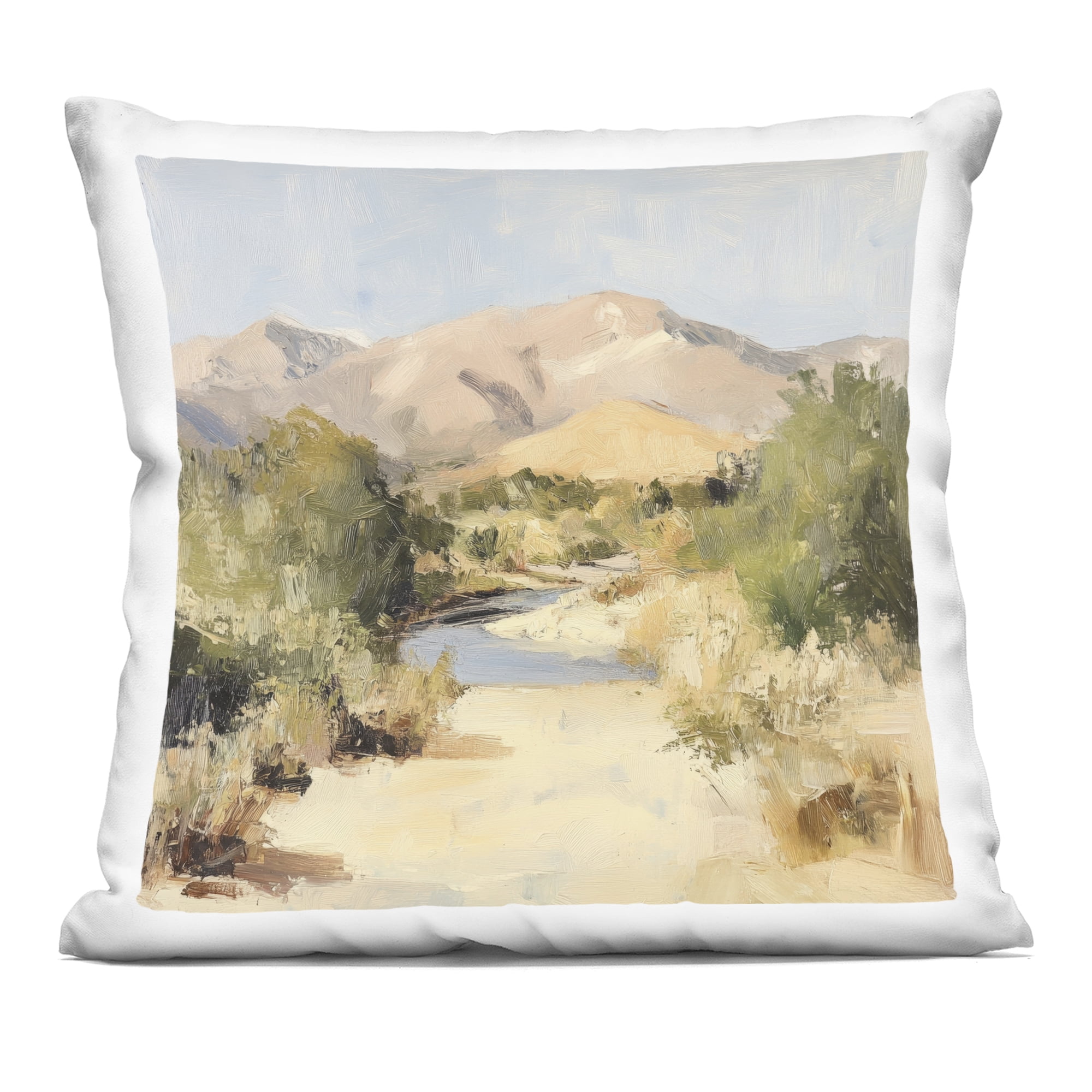 Stupell Industries Beige Desert Mountain Stream Decorative Printed Throw Pillow, design by Petal Prints Design, 18 x 7 x 18