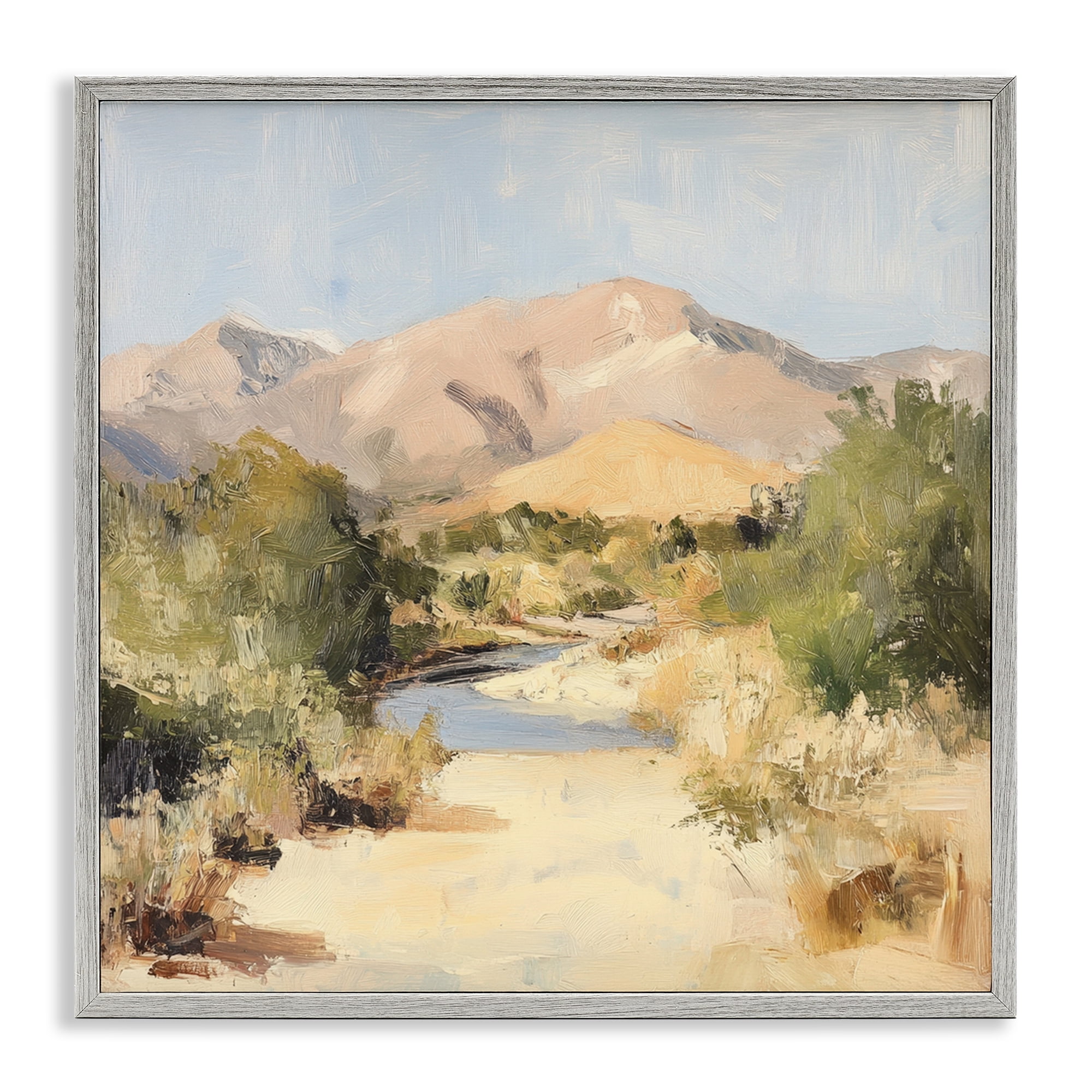 Stupell Industries Beige Desert Mountain Stream Gray Framed Giclee Art, design by Petal Prints Design