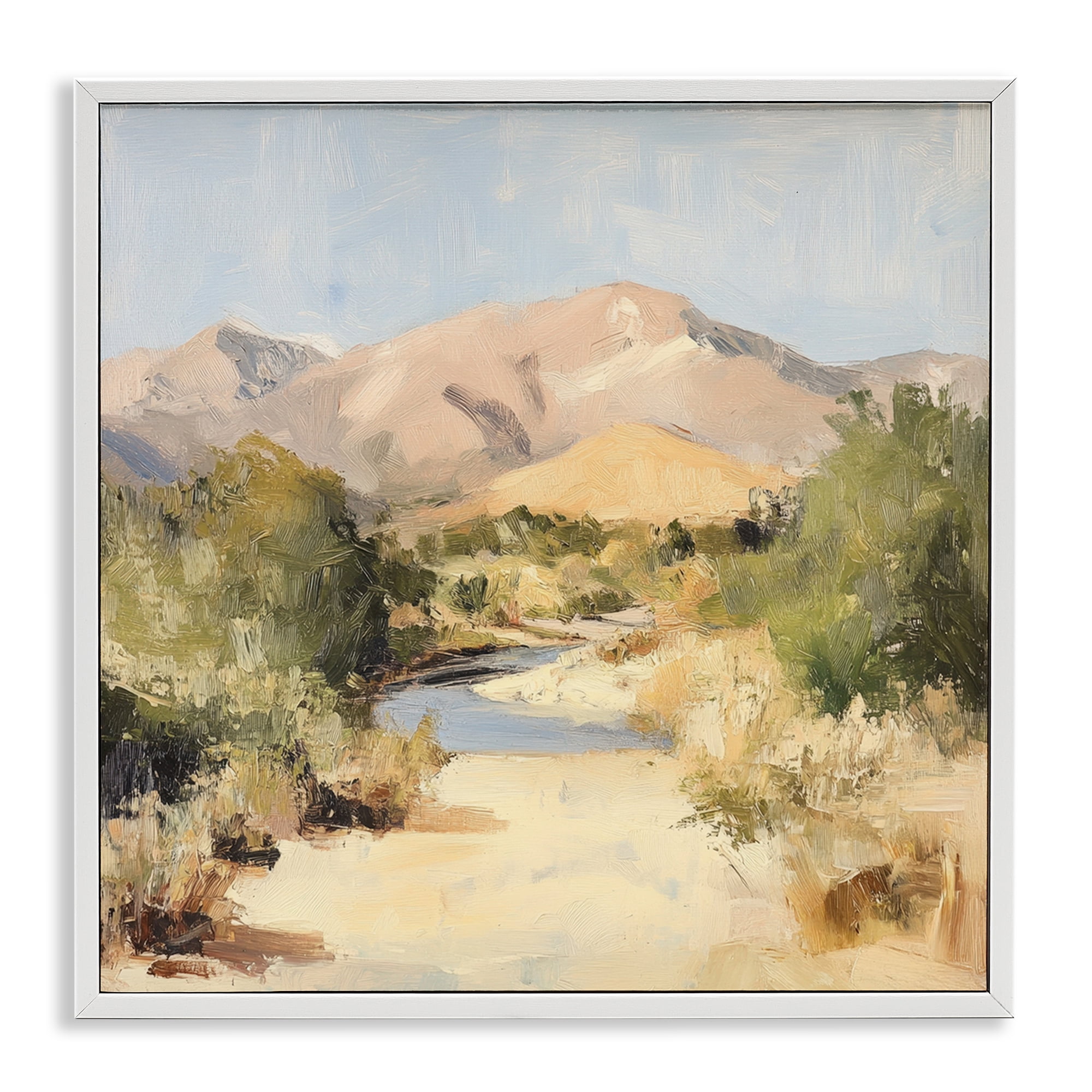 Stupell Industries Beige Desert Mountain Stream White Framed Giclee Art, design by Petal Prints Design