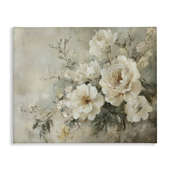 Stupell Industries Beige Faded Florals Plants & Flowers Painting Wrapped Canvas Art Print Wall Art, 30 x 24
