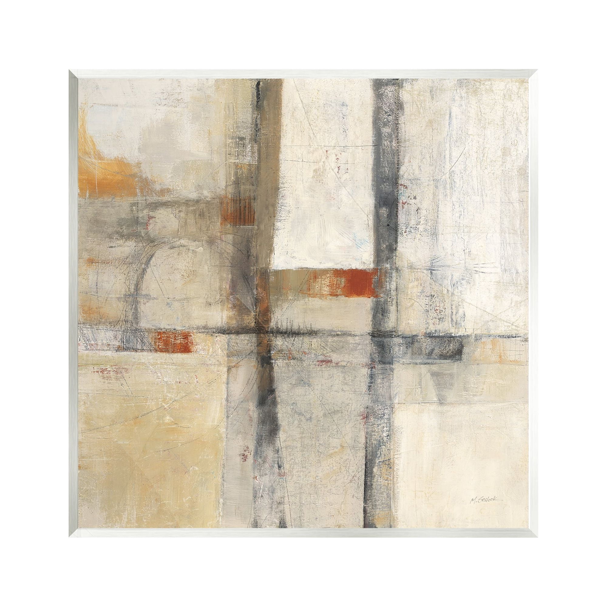 Stupell Industries Beige Geometric Abstraction Abstract Painting Unframed Art Print Wall Art, 12 x 12