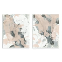 Stupell Industries Beige & Gray Splashes Abstract Painting Unframed Art Print Wall Art, 11 x 14, Set of 2