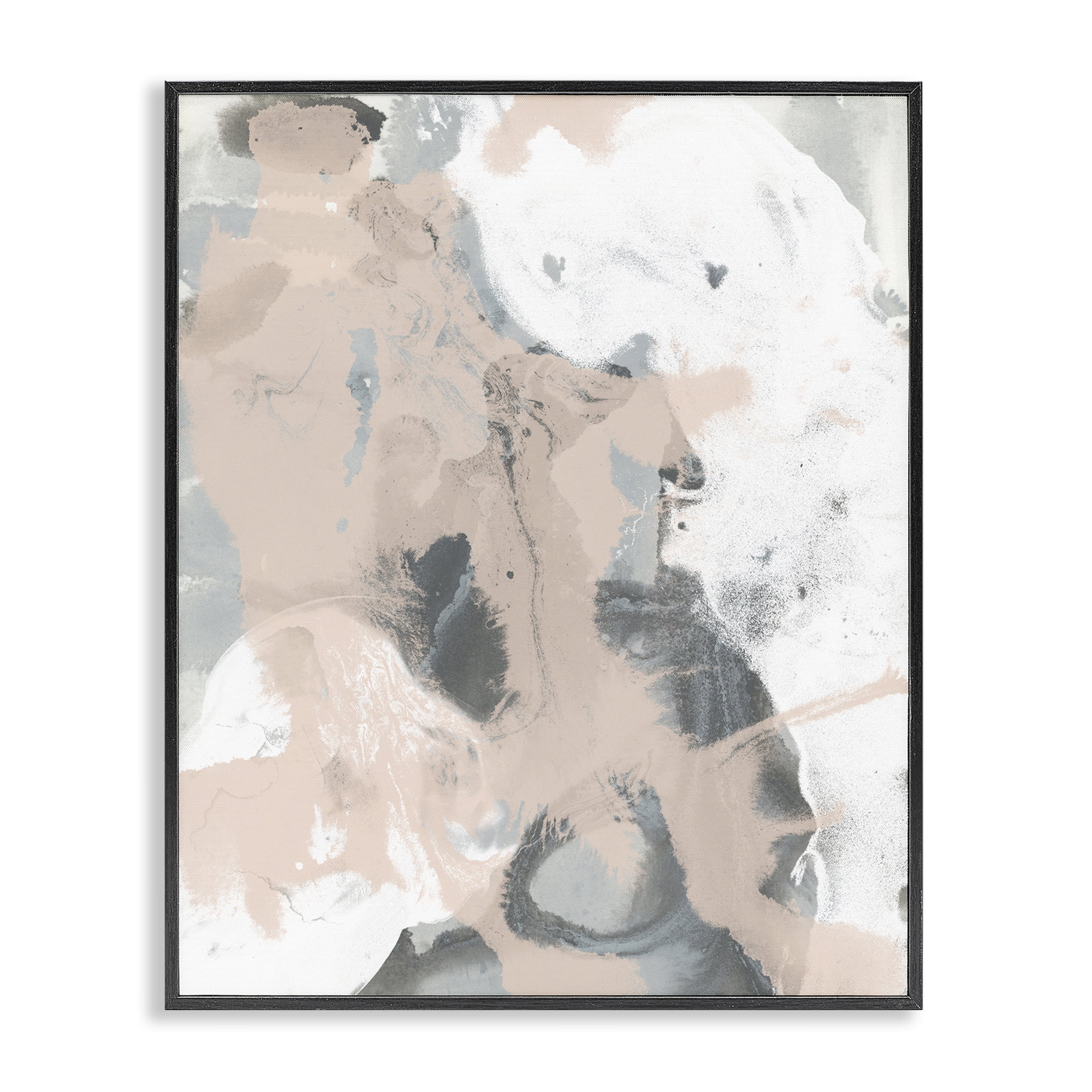 Stupell Industries Beige & Grey Splash Abstract Painting Black Framed Art Print Wall Art, 16 x 20