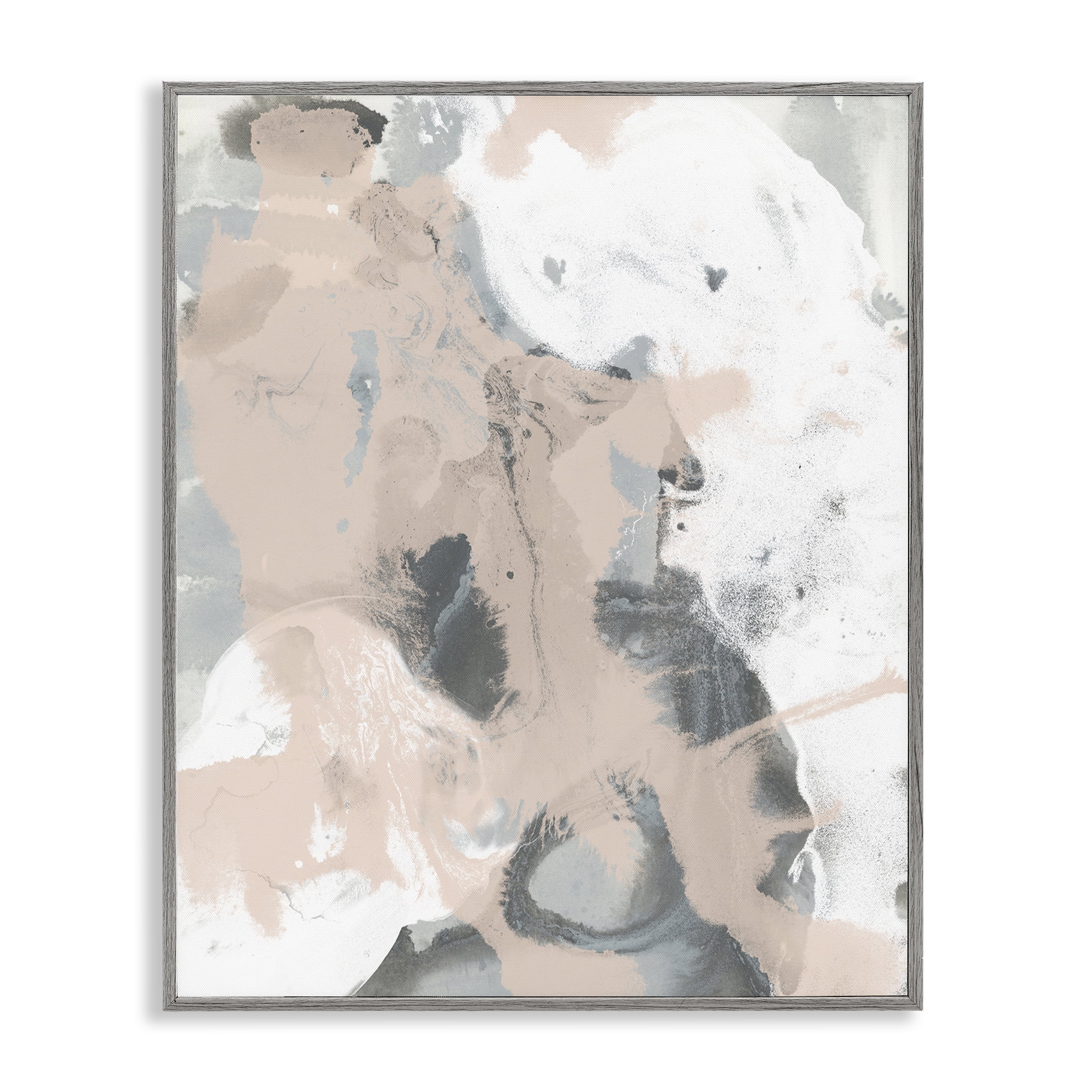 Stupell Industries Beige & Grey Splash Abstract Painting Gray Framed Art Print Wall Art, 24 x 30