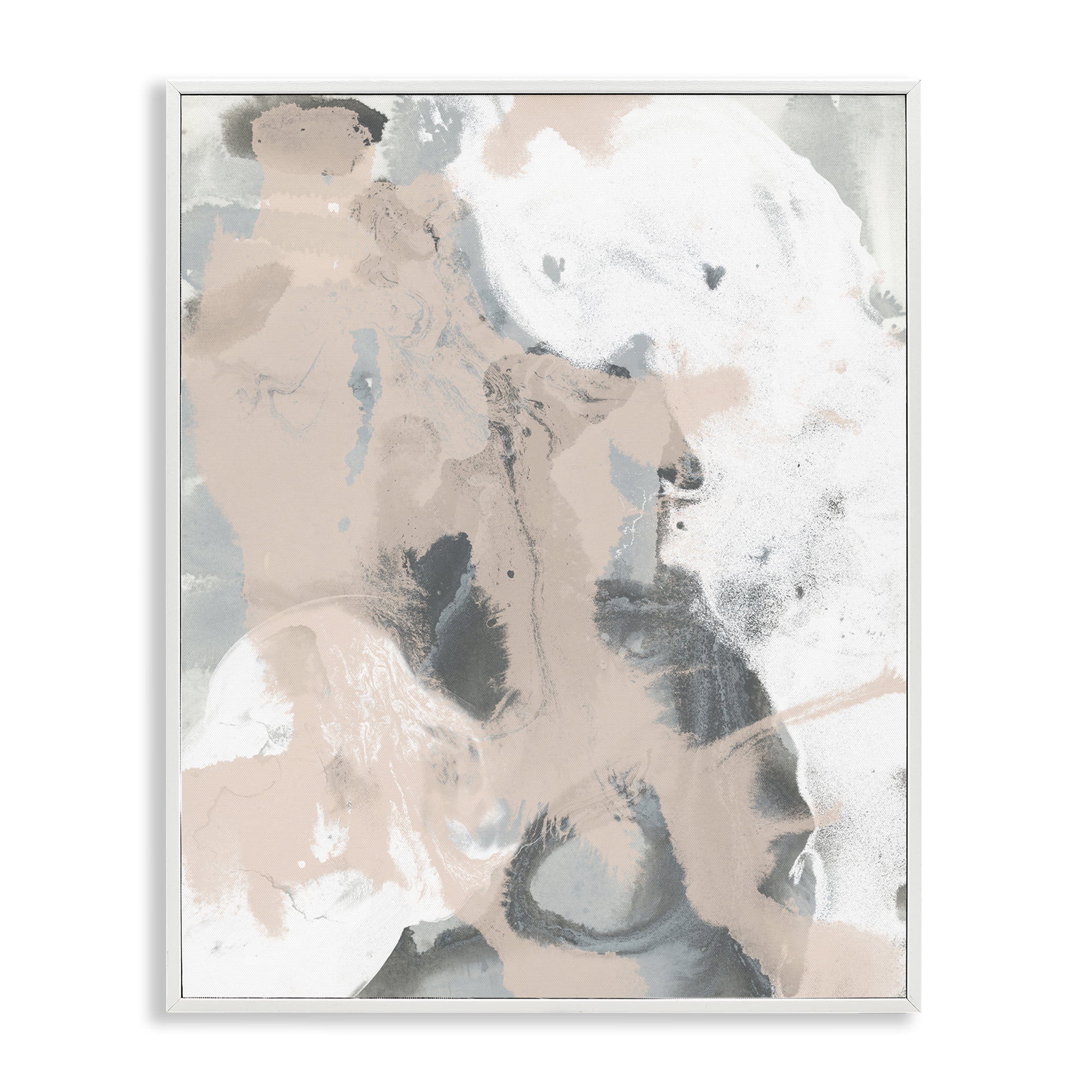 Stupell Industries Beige & Grey Splash Abstract Painting White Framed Art Print Wall Art, 24 x 30