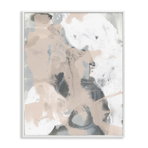 Stupell Industries Beige & Grey Splash Abstract Painting White Framed Art Print Wall Art, 24 x 30