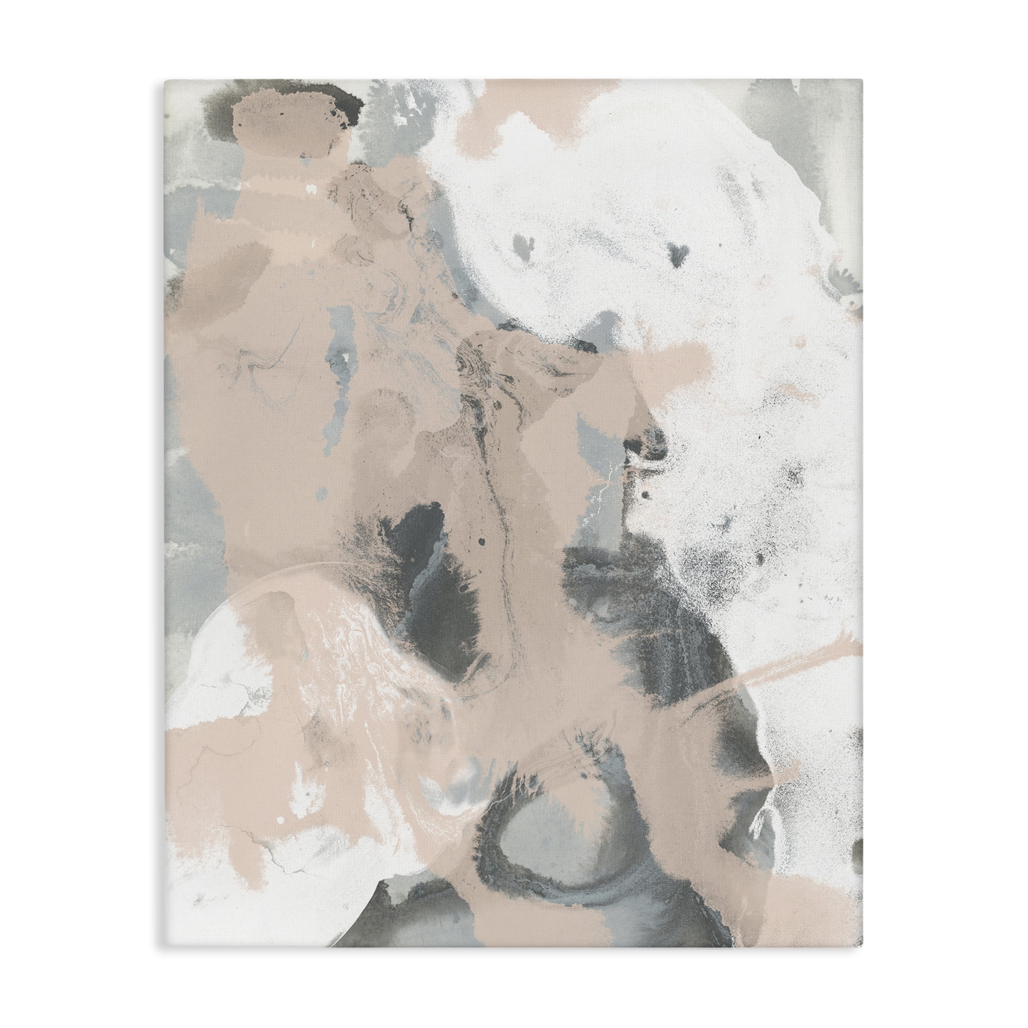 Stupell Industries Beige & Grey Splash Abstract Painting Wrapped Canvas Art Print Wall Art, 24 x 30