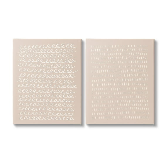 Stupell Industries Beige Minimal Scribbles Abstract Painting Gallery Wrapped Canvas Art Print Wall Art, 24 x 30, Set of 2